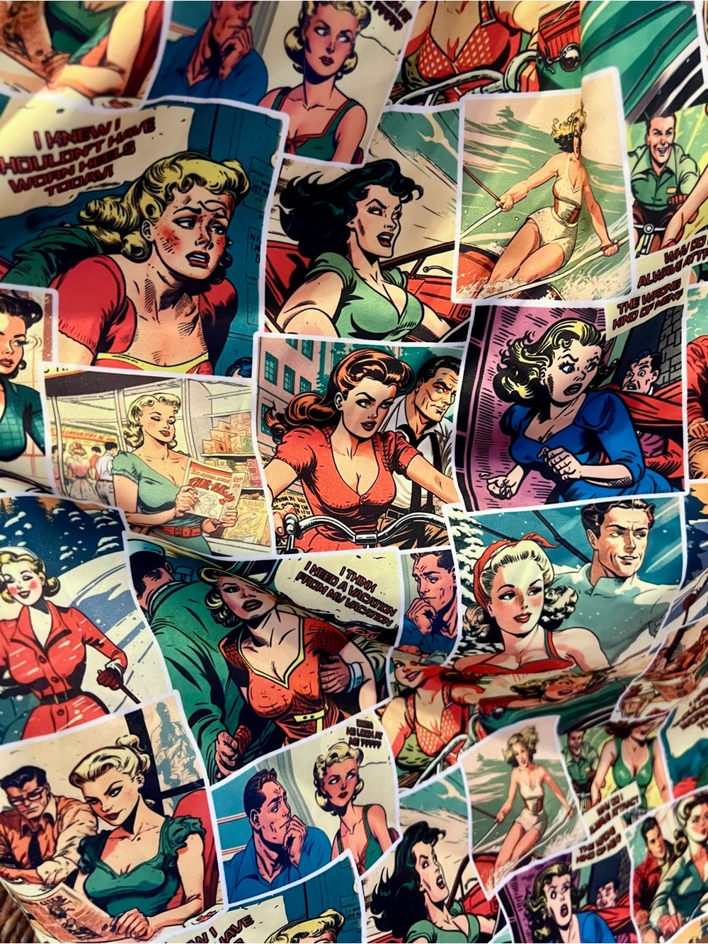 Retro Comic Print Fit & Flare Dress - Multicolor - Picture 3 of 3